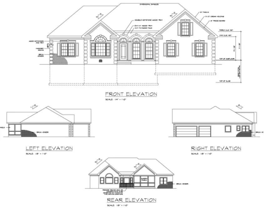 Rear Elevation for House Plan #275191
