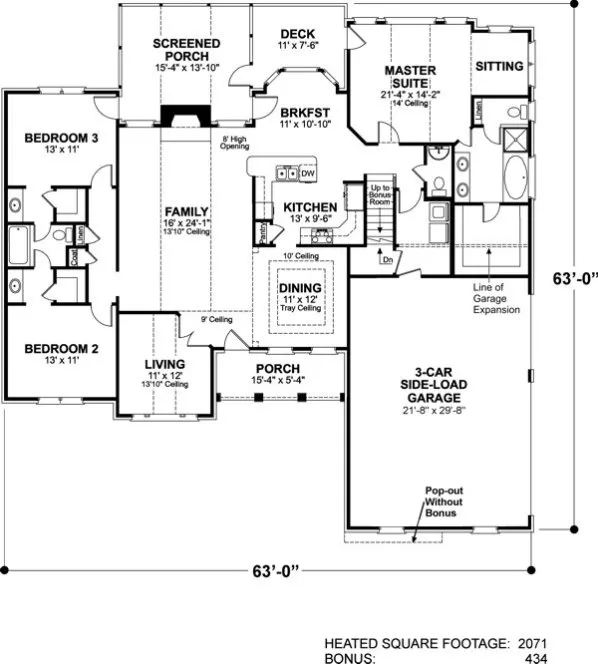 Main Floor Plan for House Plan #275191