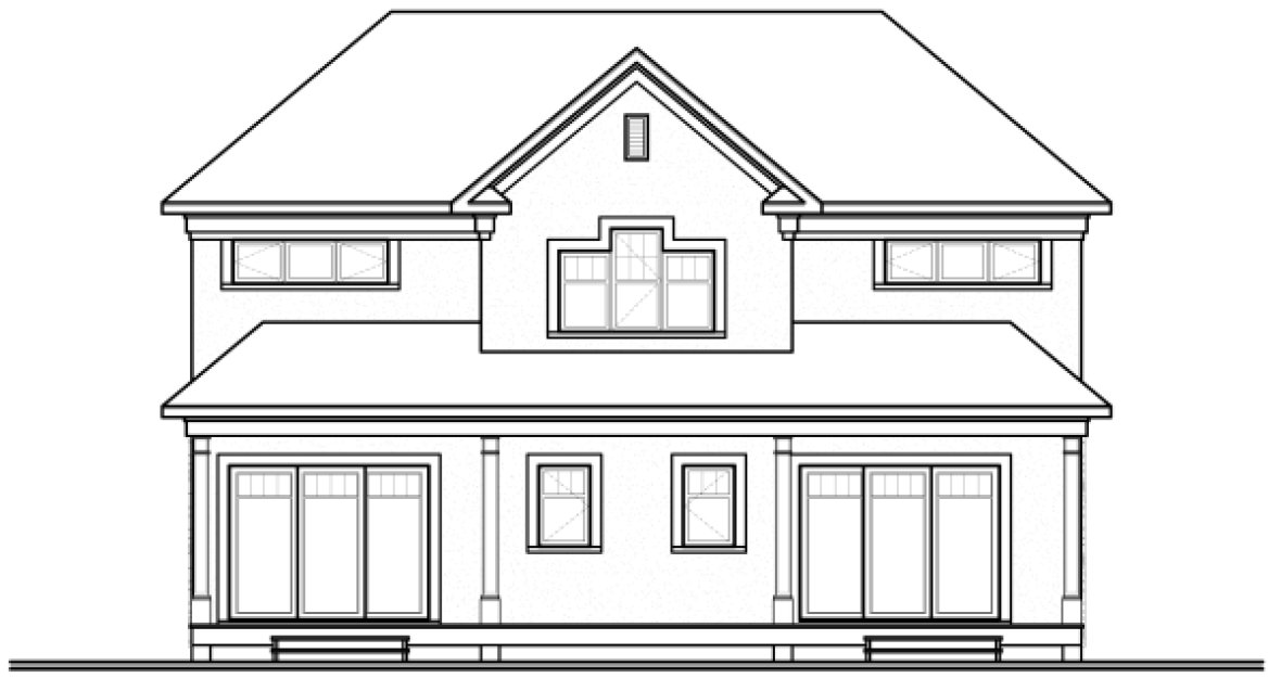 Rear Elevation for House Plan #141403
