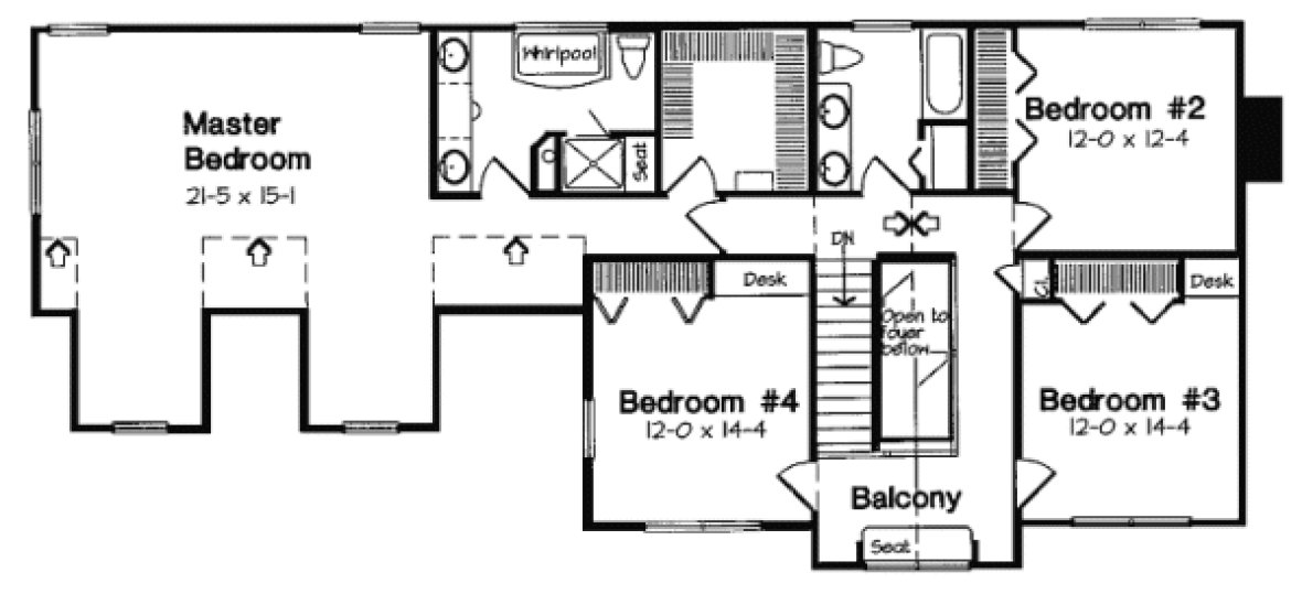 Second Floor Plan for House Plan #183374