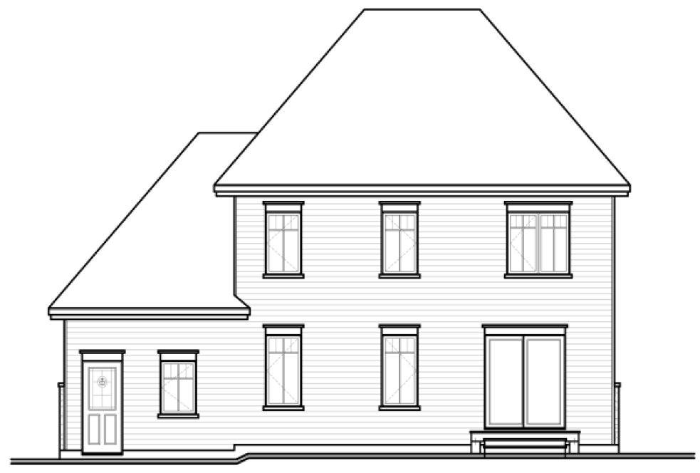 Rear Elevation for House Plan #141783