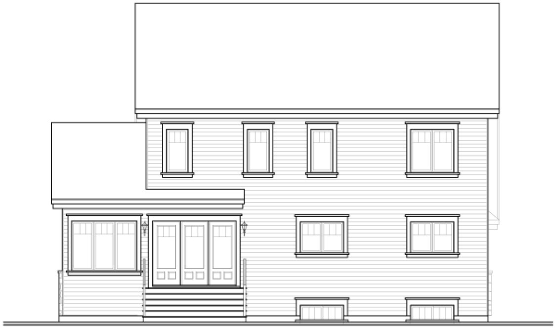 Rear Elevation for House Plan #148683