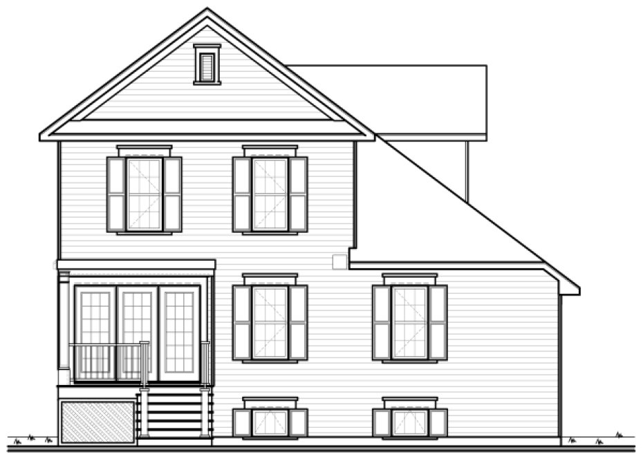 Rear Elevation for House Plan #144683