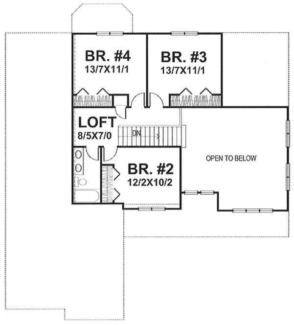 Second Floor Plan for House Plan #291012