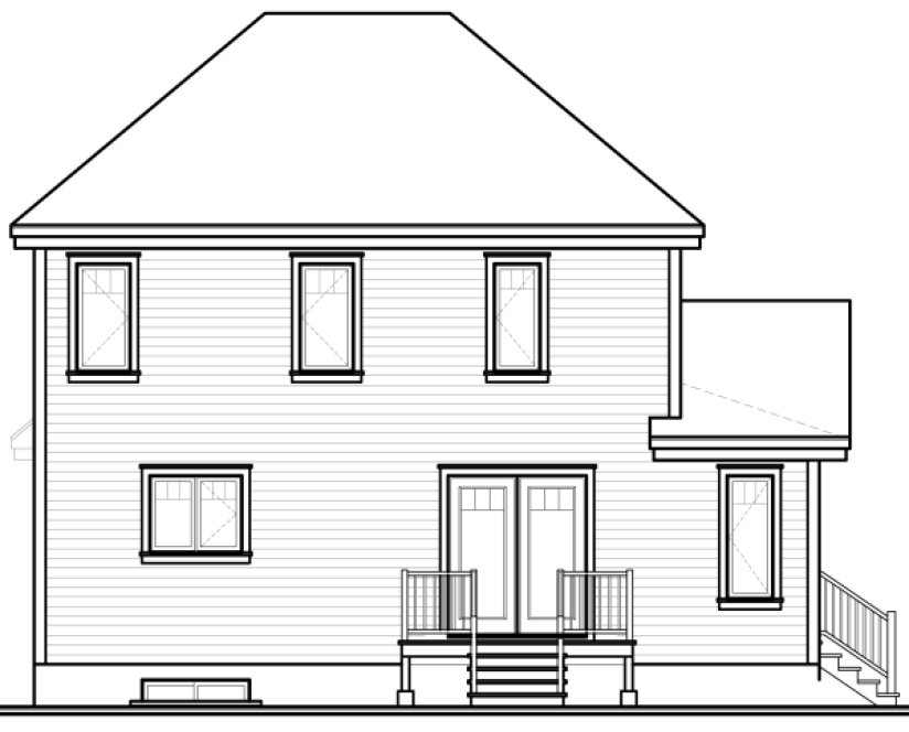 Rear Elevation for House Plan #148073