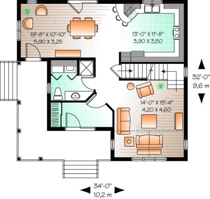 Main Floor Plan for House Plan #148073