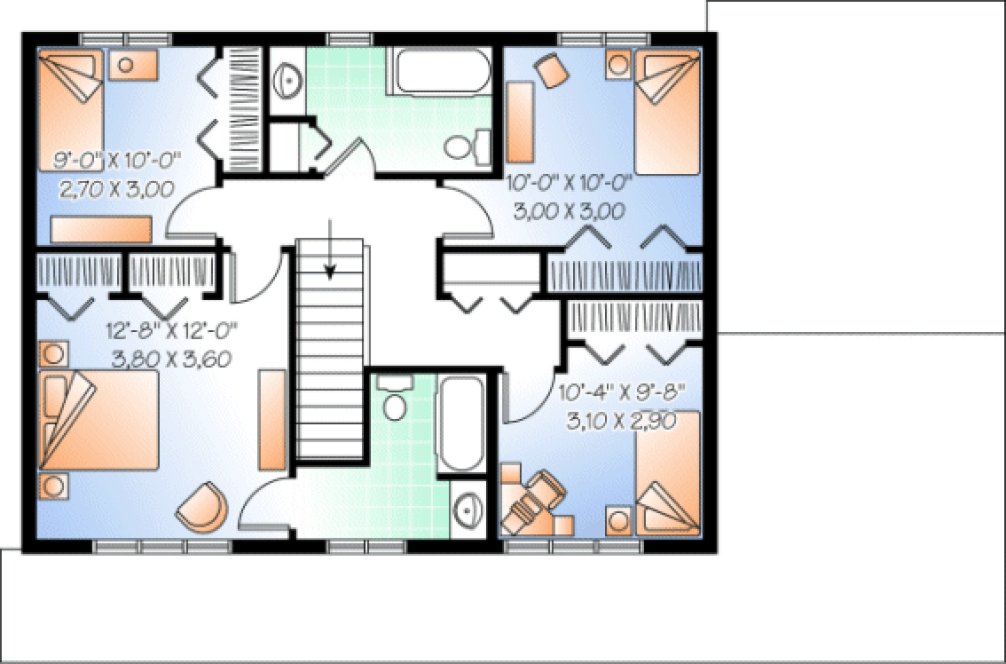 Second Floor Plan for House Plan #146073