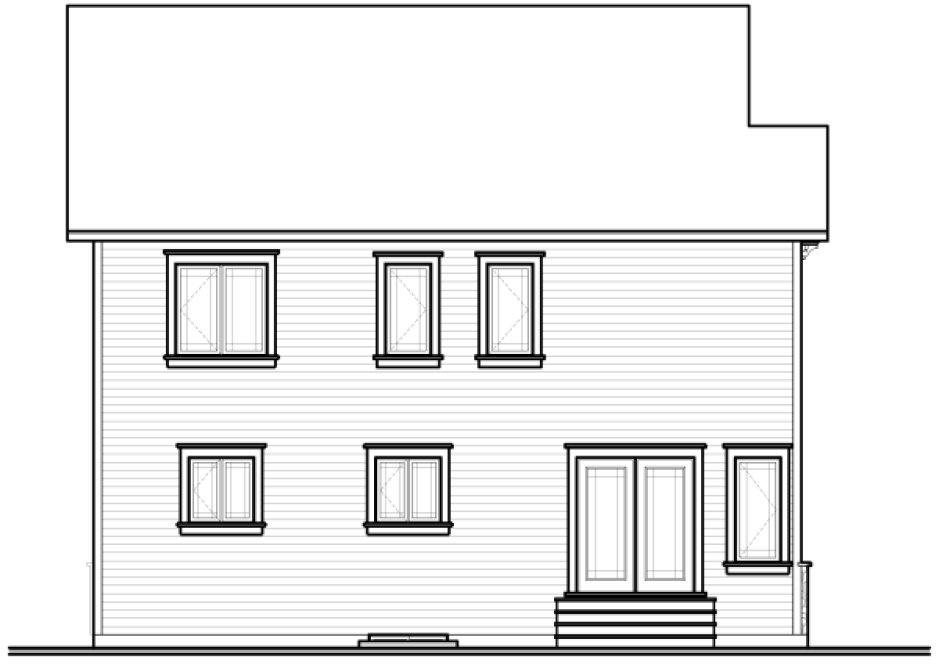 Rear Elevation for House Plan #145073