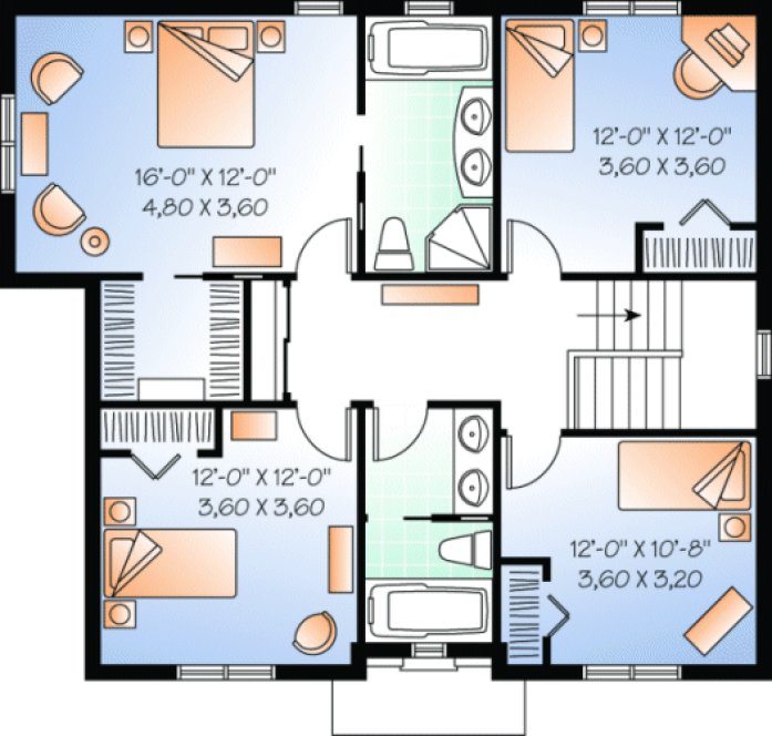 Second Floor Plan for House Plan #145073