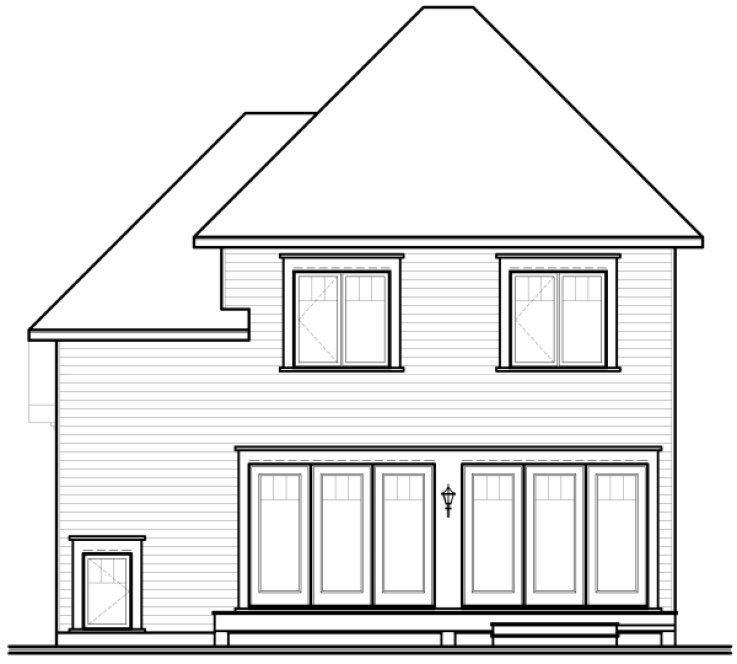 Rear Elevation for House Plan #141073