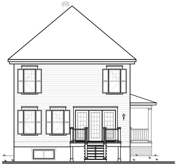 Rear Elevation for House Plan #140073