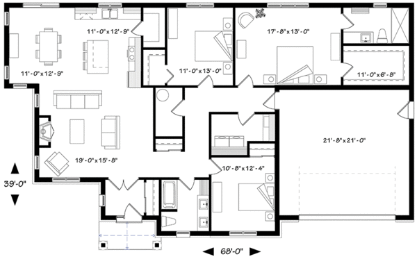 Main Floor Plan for House Plan #148581