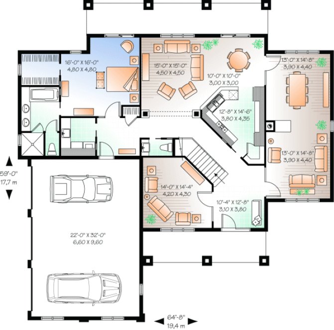 Main Floor Plan for House Plan #149163