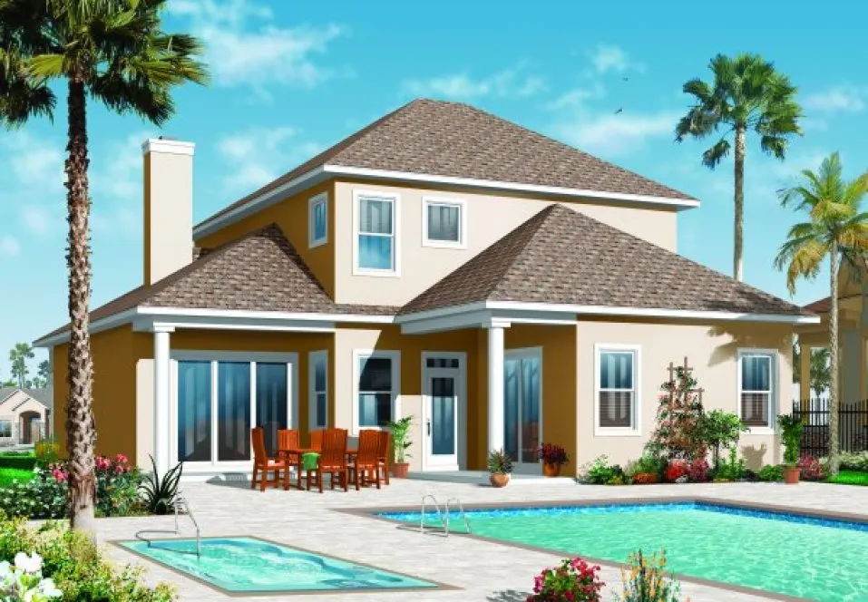 Rear Elevation for House Plan #148163