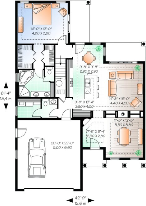Main Floor Plan for House Plan #148163