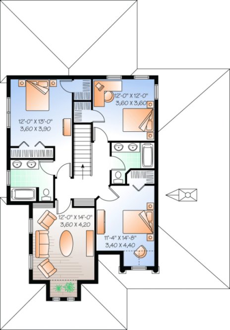 Second Floor Plan for House Plan #148163