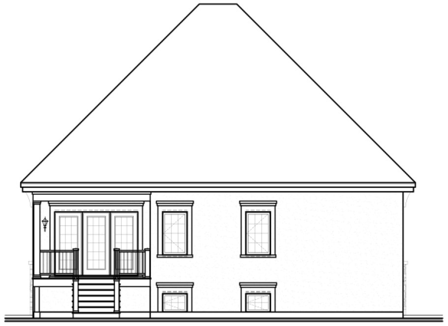 Rear Elevation for House Plan #140163