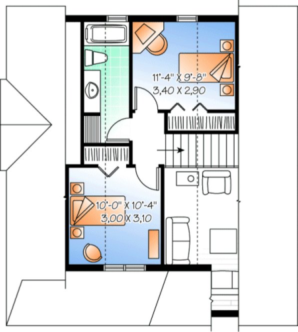 Second Floor Plan for House Plan #147153