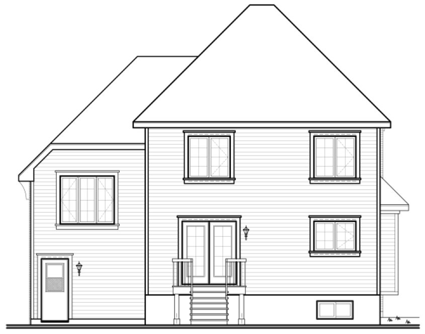 Rear Elevation for House Plan #145543