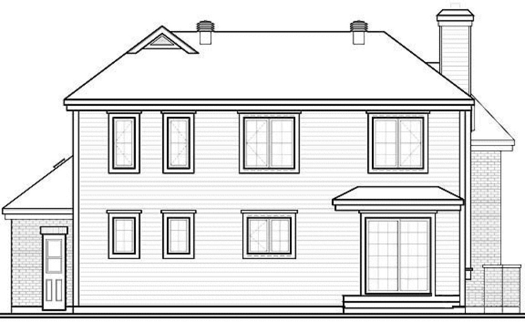Rear Elevation for House Plan #144543