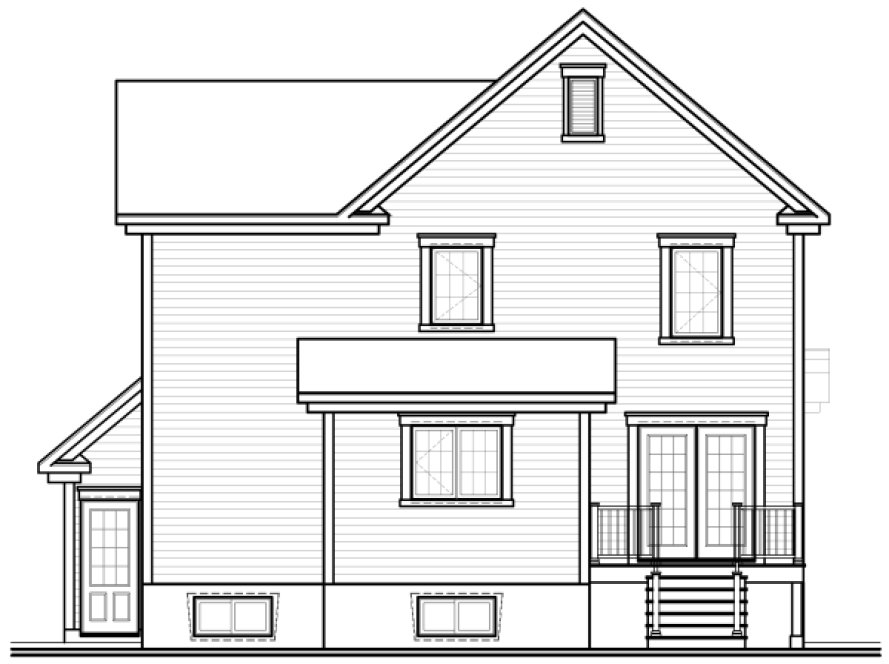 Rear Elevation for House Plan #142543