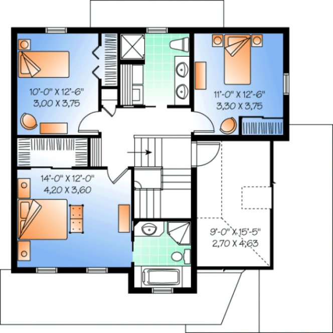 Second Floor Plan for House Plan #142543