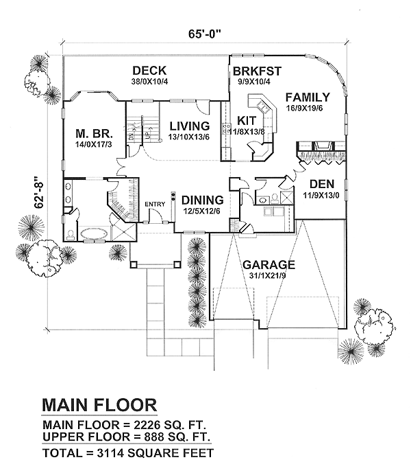 Main Floor Plan for House Plan #297101