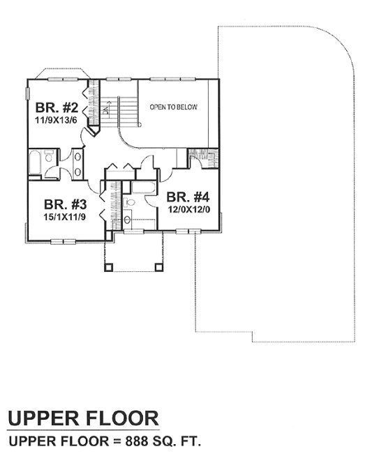 Second Floor Plan for House Plan #297101
