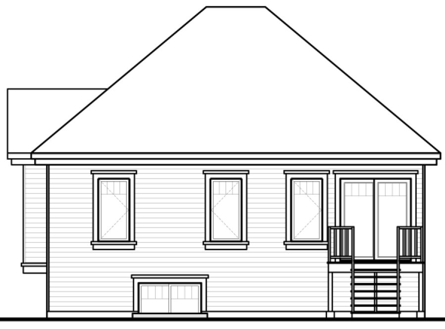 Rear Elevation for House Plan #142233