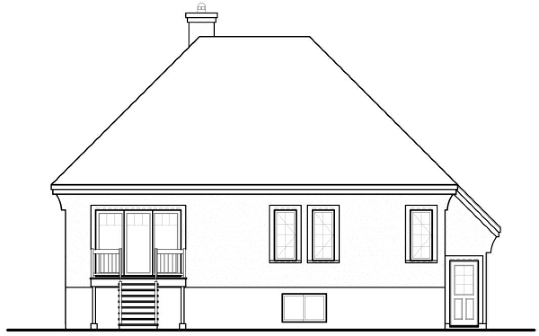 Rear Elevation for House Plan #140723