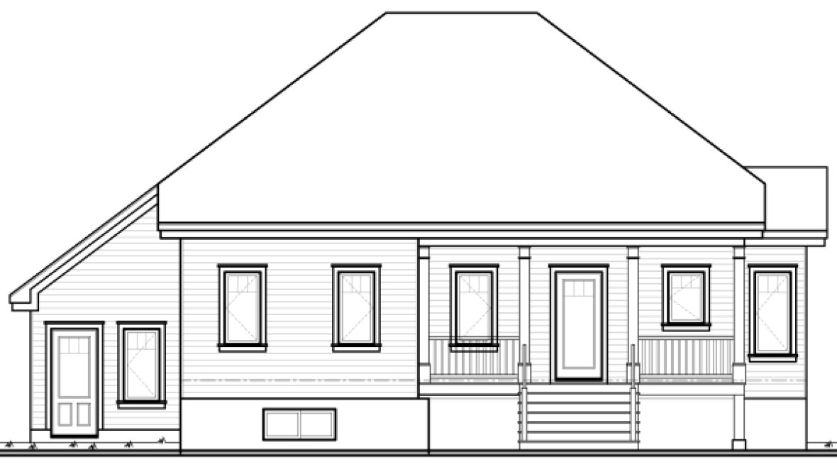 Rear Elevation for House Plan #147623