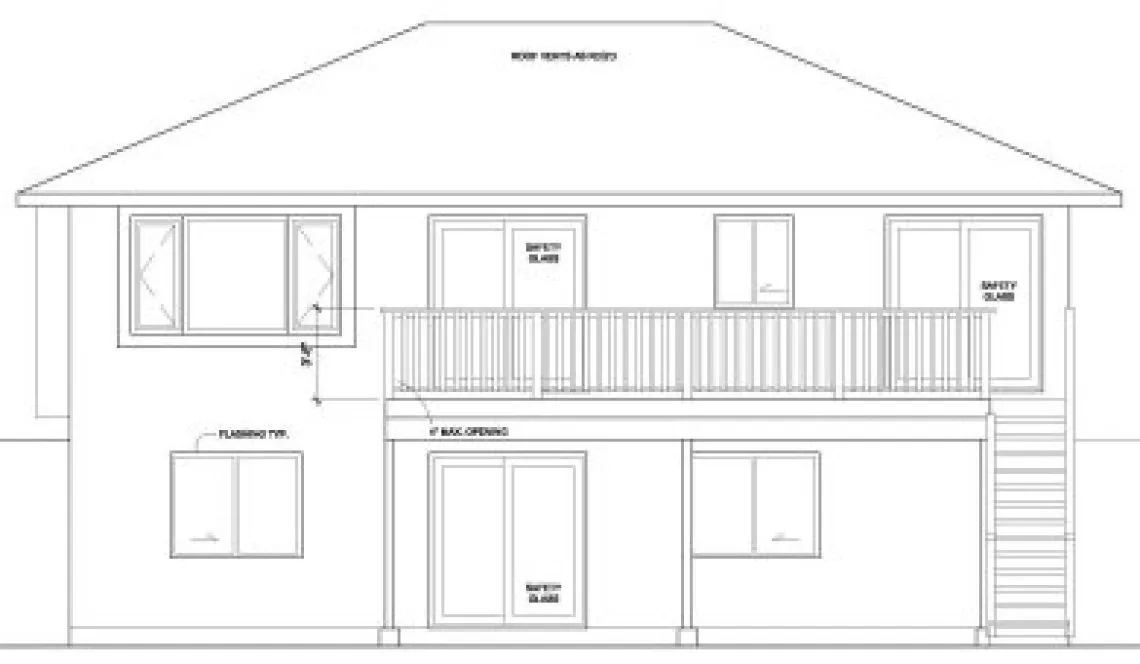 Rear Elevation for House Plan #201456
