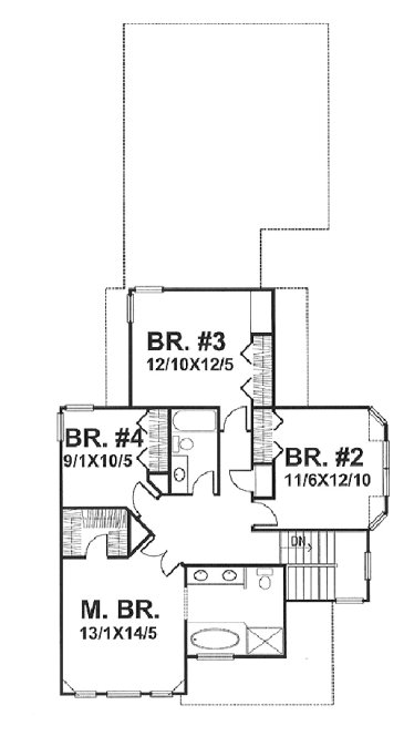 Second Floor Plan for House Plan #293201