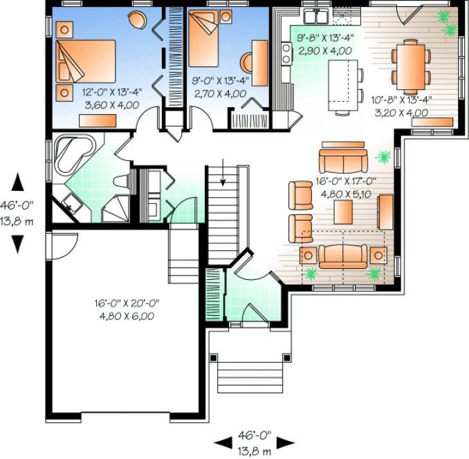 Main Floor Plan for House Plan #140623
