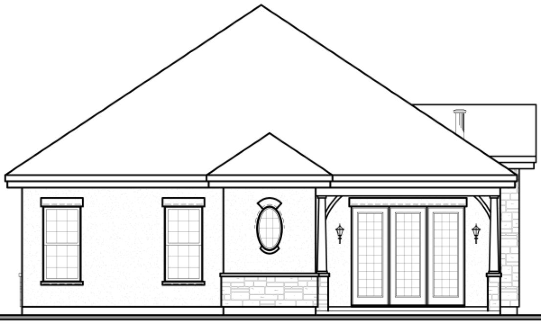 Rear Elevation for House Plan #148423