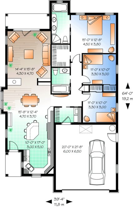 Main Floor Plan for House Plan #148423