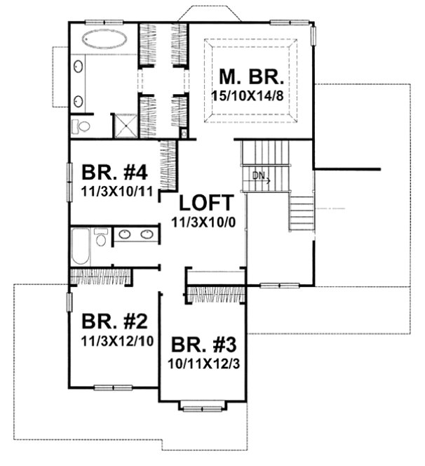 Second Floor Plan for House Plan #299301