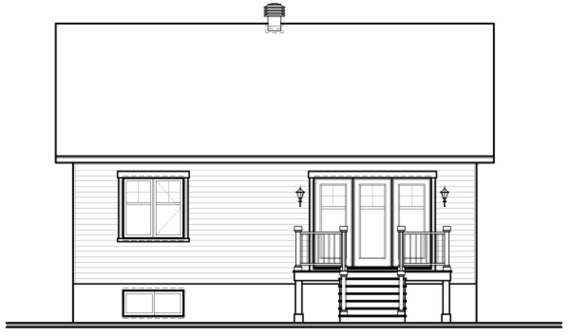 Rear Elevation for House Plan #142213