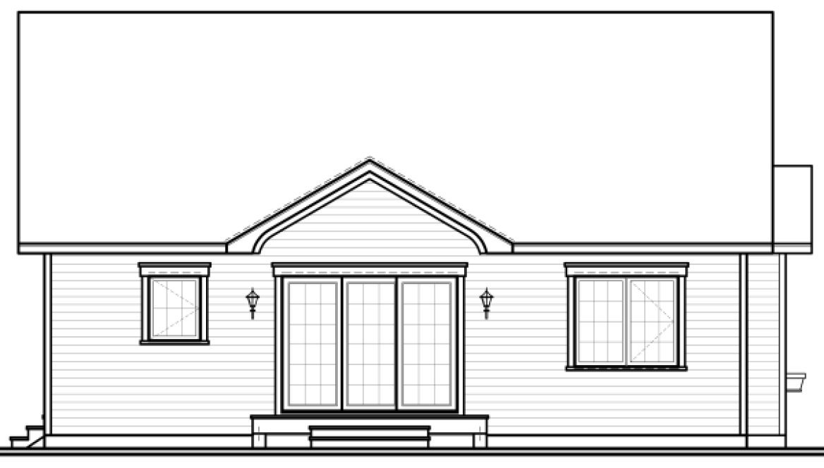 Rear Elevation for House Plan #148113