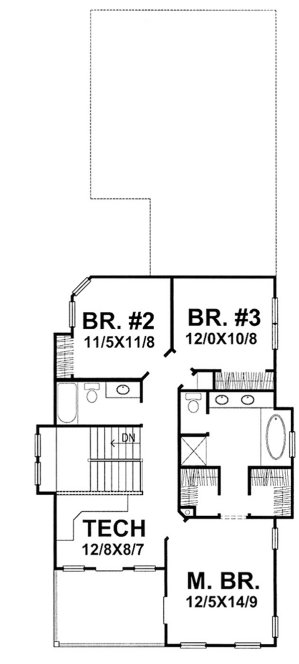 Second Floor Plan for House Plan #298401