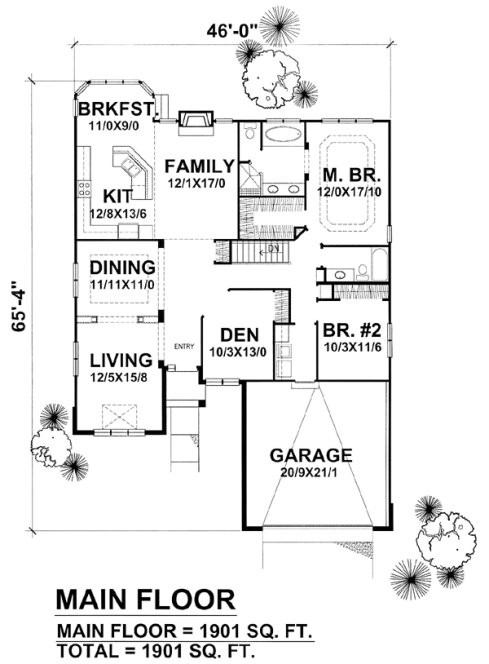 Main Floor Plan for House Plan #291501