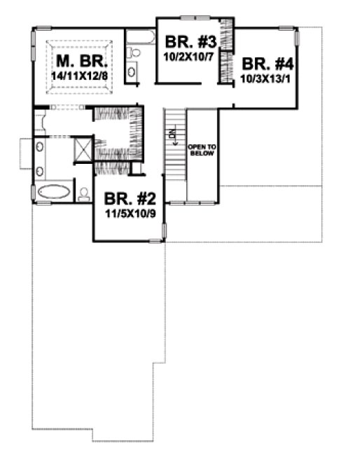 Second Floor Plan for House Plan #293002