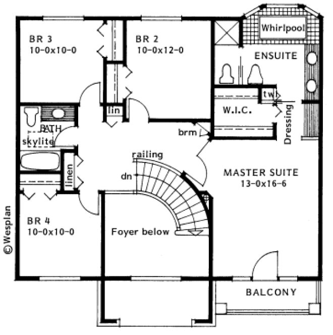 Second Floor Plan for House Plan #202006