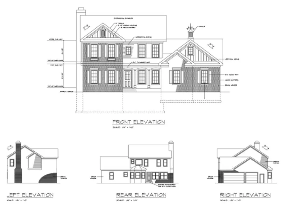 Rear Elevation for House Plan #276191