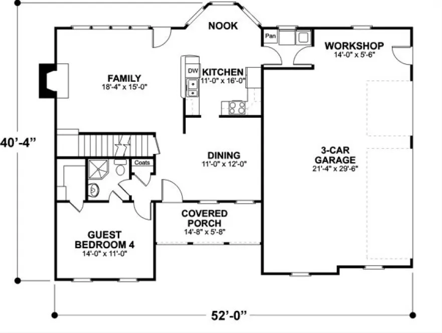 Main Floor Plan for House Plan #276191