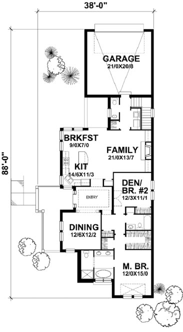 Main Floor Plan for House Plan #291102