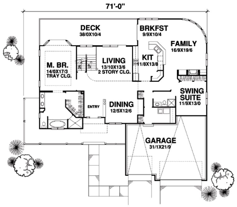 Main Floor Plan for House Plan #292102