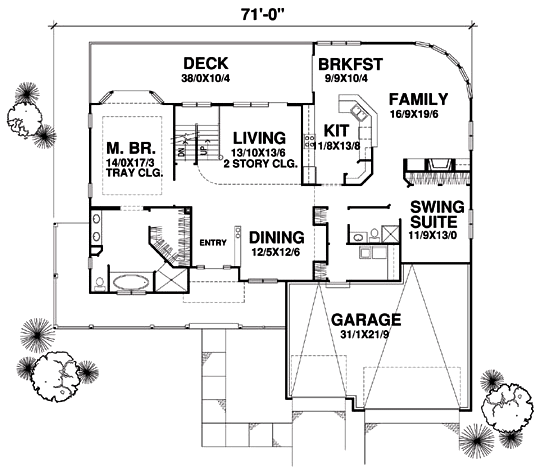 Main Floor Plan for House Plan #292102