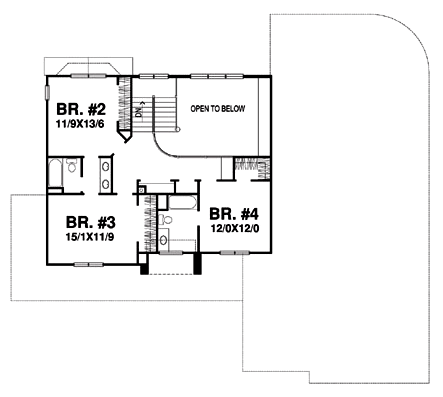 Second Floor Plan for House Plan #292102