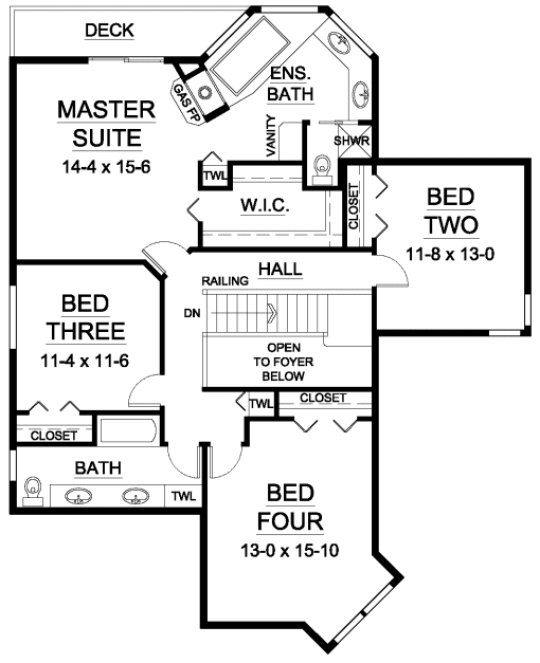 Second Floor Plan for House Plan #202014